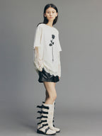 True Flower Sequin Embroidered Layered T-shirt