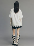 True Flower Sequin Embroidered Layered T-shirt