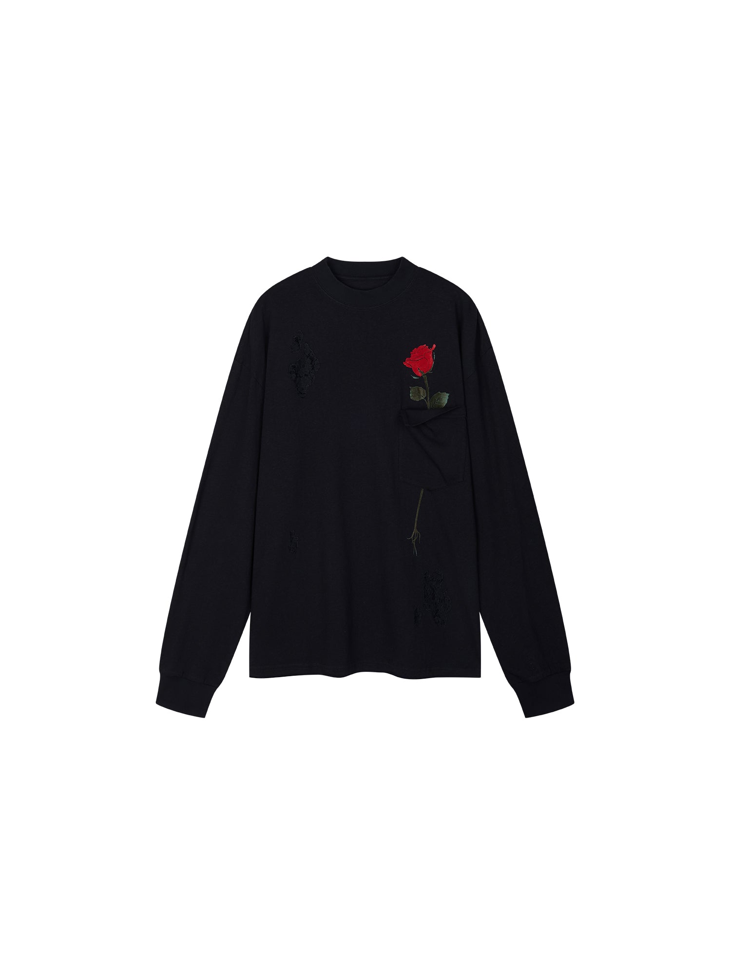 Playful True Flower Lace Distressed Sweatshirt