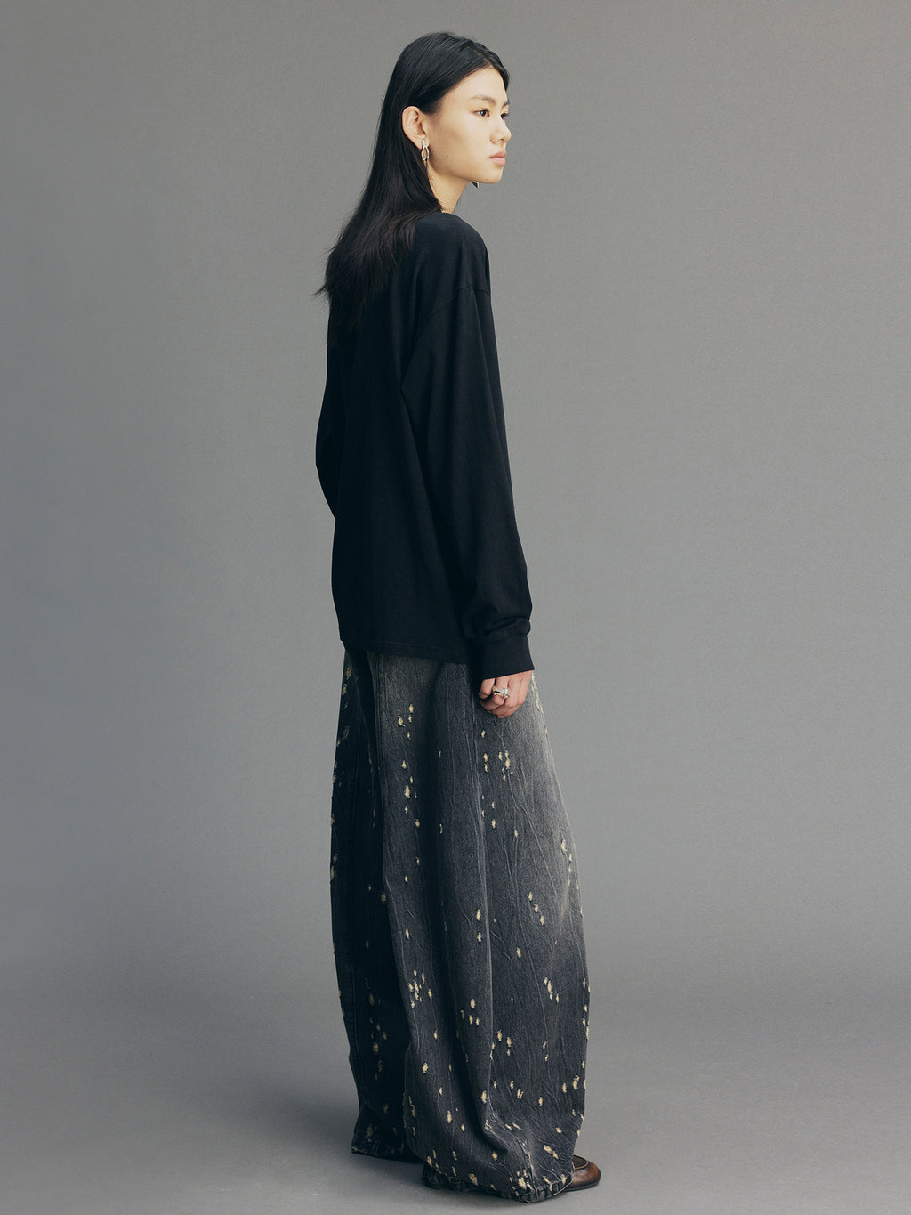 Playful True Flower Lace Distressed Sweatshirt