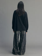 Playful True Flower Lace Distressed Sweatshirt