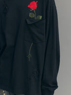 Playful True Flower Lace Distressed Sweatshirt