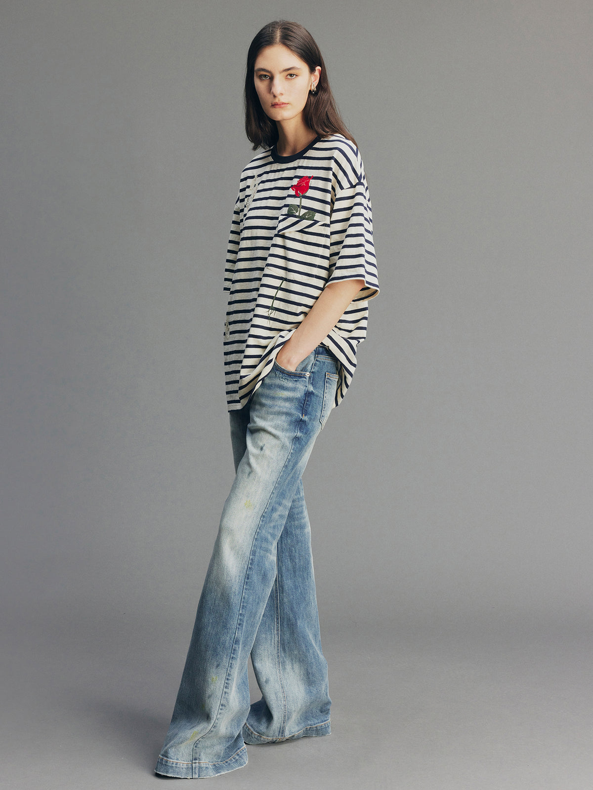True Flower Lace Distressed T-shirt