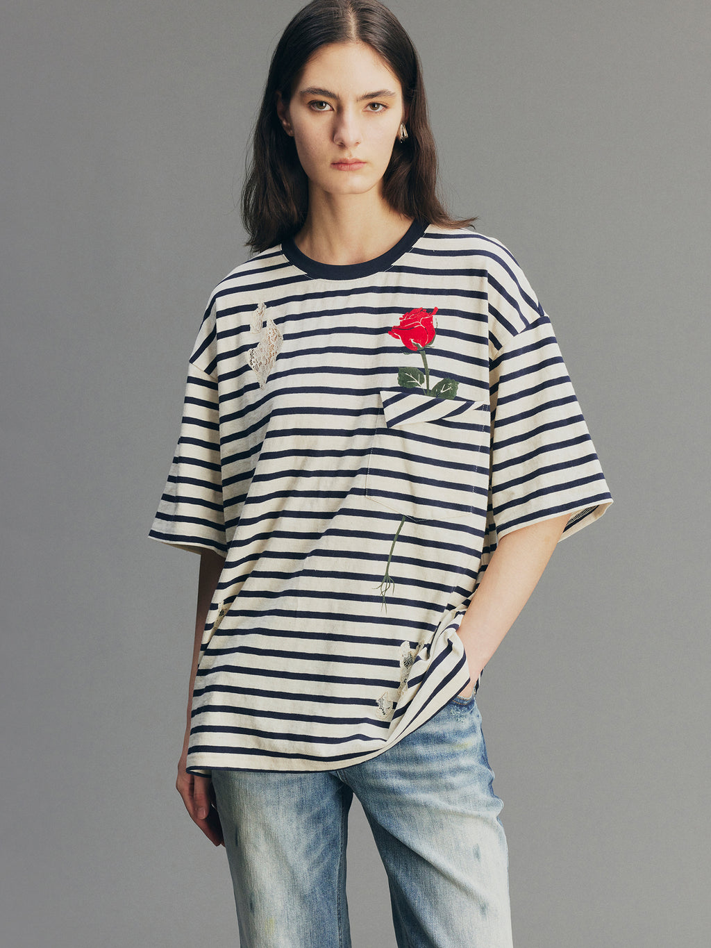 True Flower Lace Distressed T-shirt