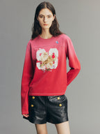 Fantasy Cat Embroidered Sweatshirt