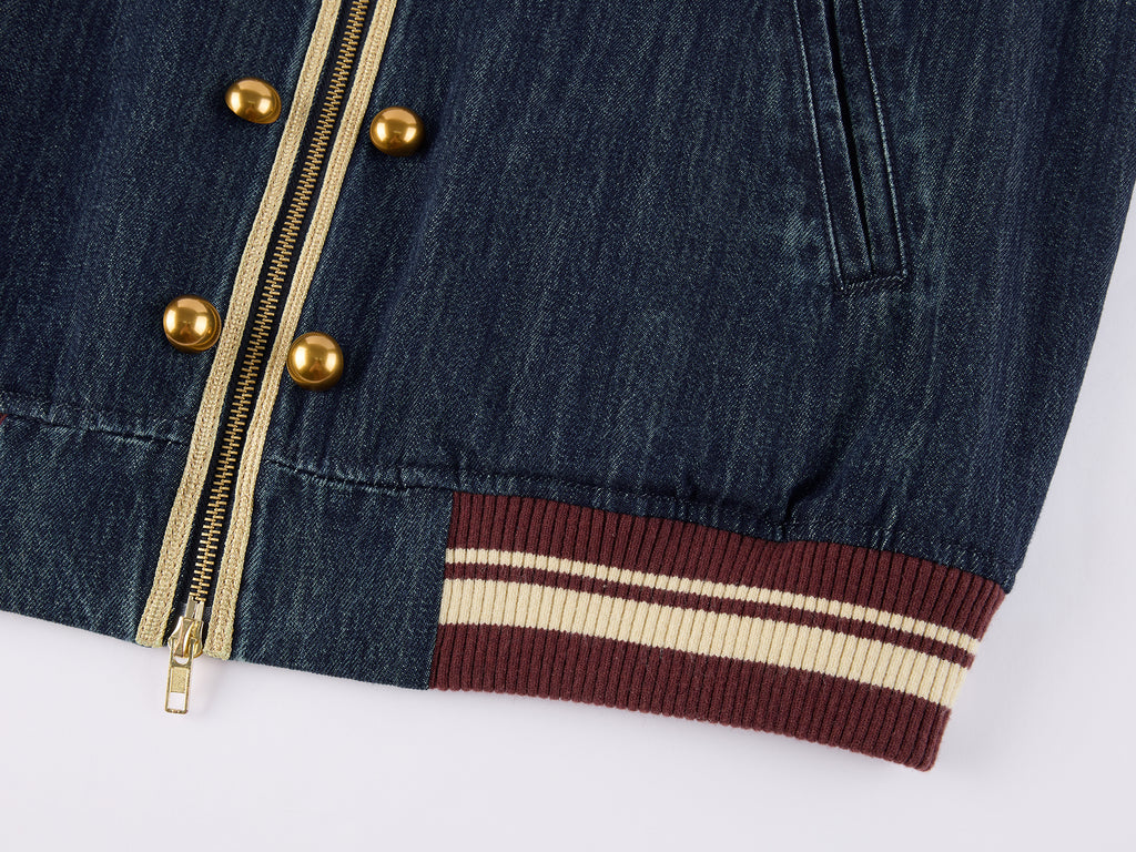 Vintage Romantic Military Denim Bomber Jacket
