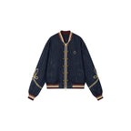 Vintage Romantic Military Denim Bomber Jacket