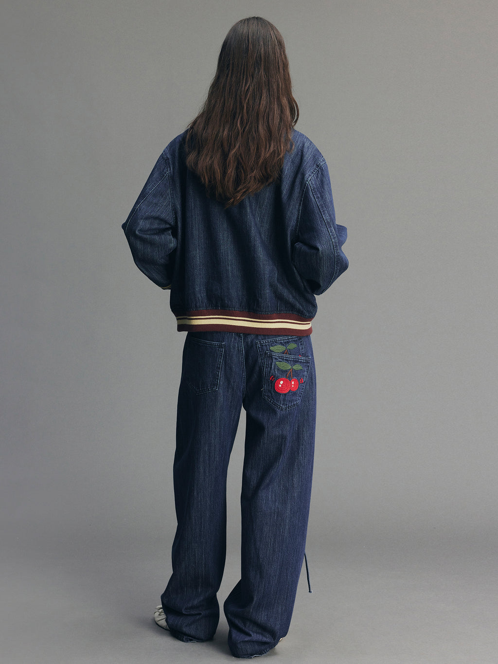Vintage Romantic Military Denim Bomber Jacket