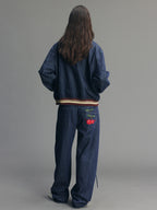 Vintage Romantic Military Denim Bomber Jacket