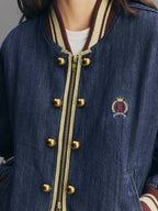 Vintage Romantic Military Denim Bomber Jacket