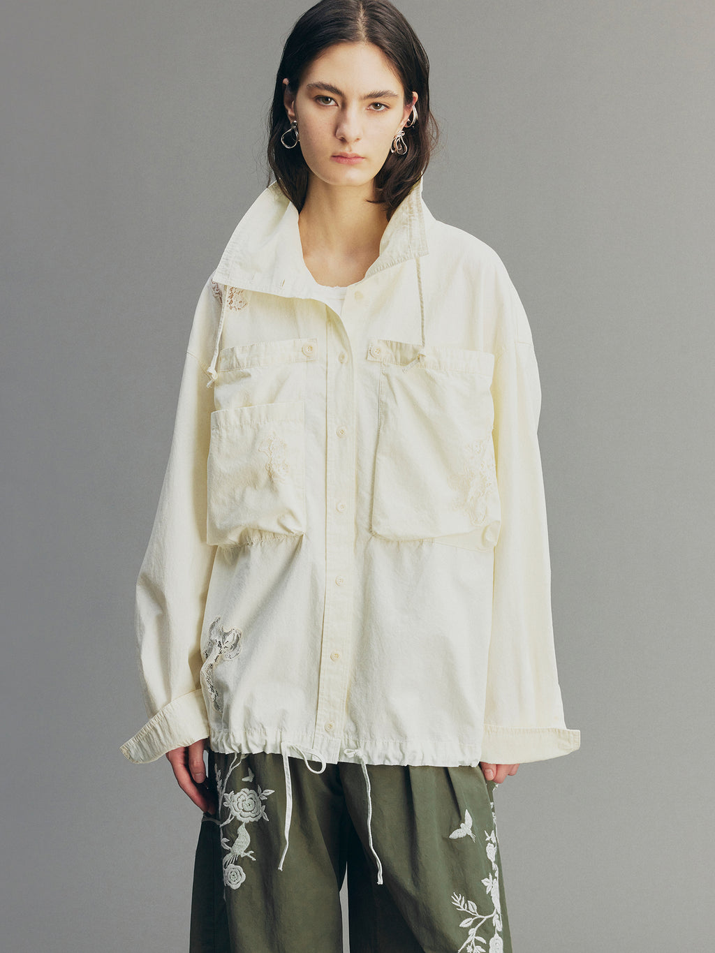 Casual Adjustable Drawstring Utility Shirt