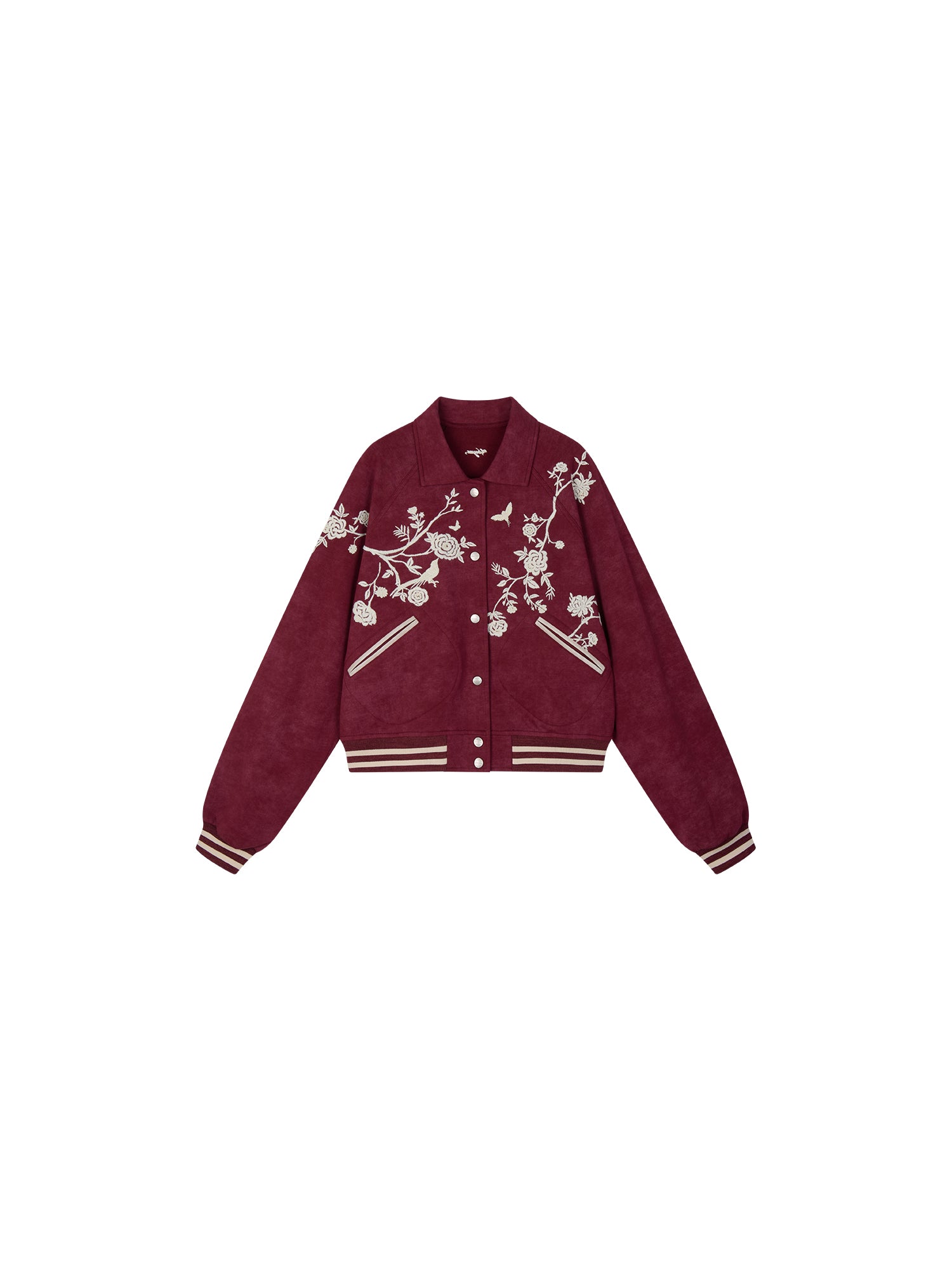 Vintage Embroidered Distressed Sweatshirt Jacket