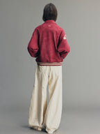Vintage Embroidered Distressed Sweatshirt Jacket