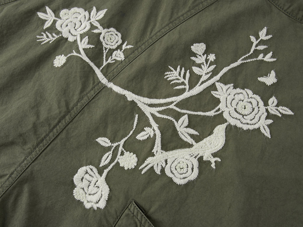 Vintage Embroidered Drawstring Utility Jacket
