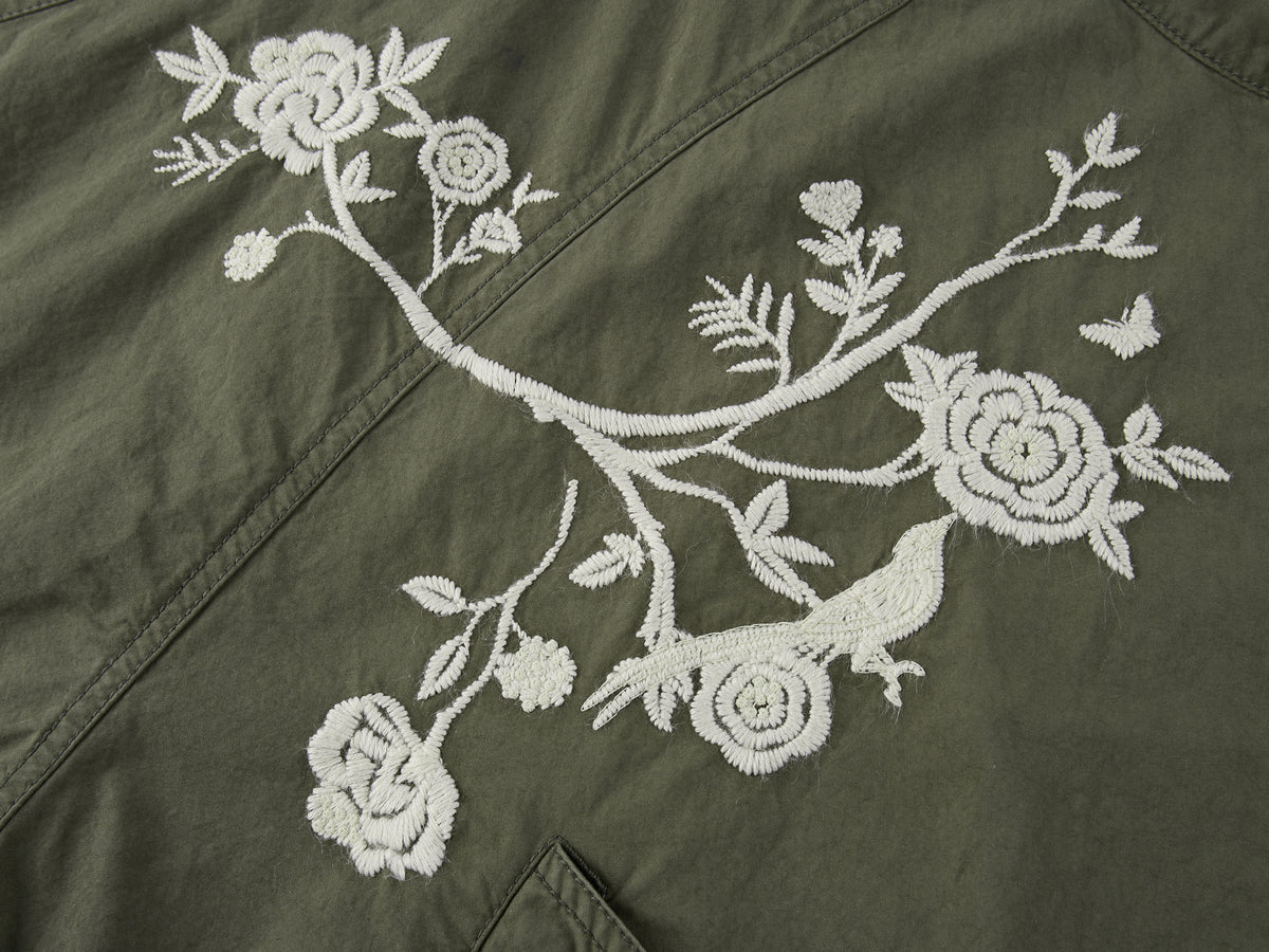 Vintage Embroidered Drawstring Utility Jacket