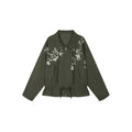 Vintage Embroidered Drawstring Utility Jacket