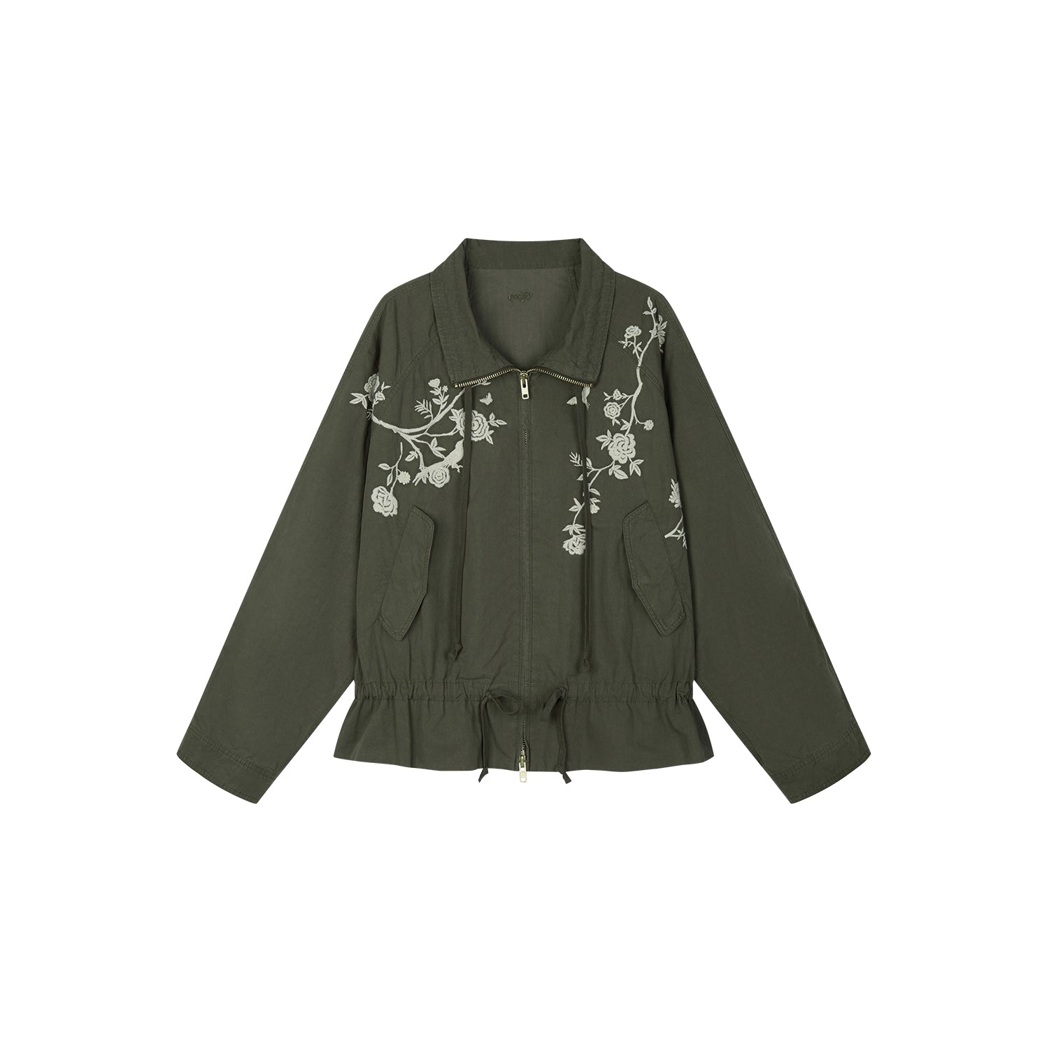Vintage Embroidered Drawstring Utility Jacket