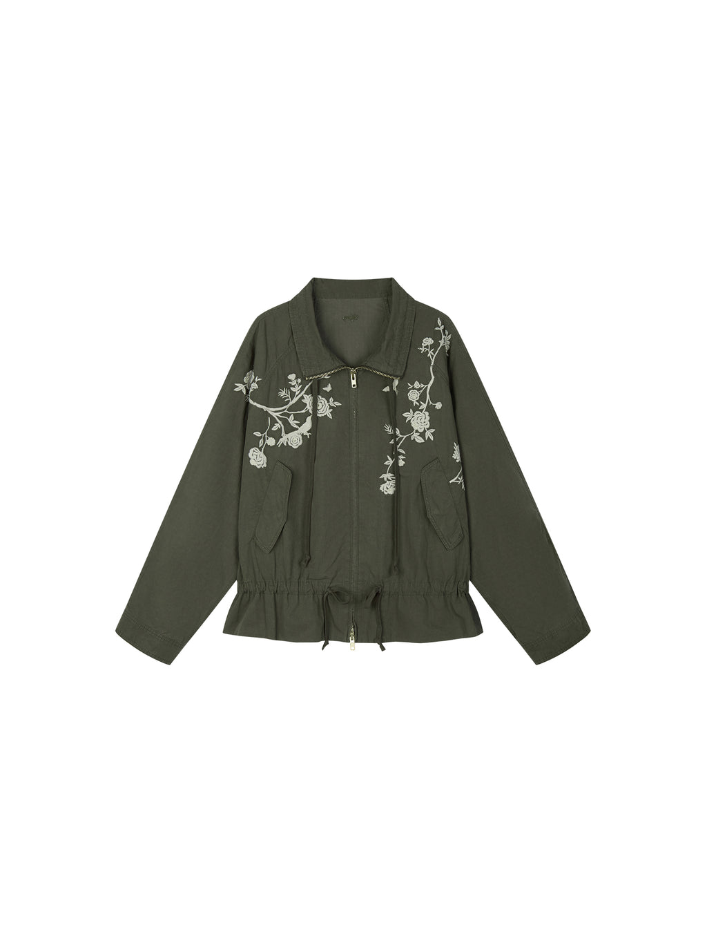 Vintage Embroidered Drawstring Utility Jacket