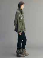 Vintage Embroidered Drawstring Utility Jacket