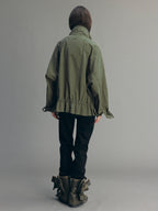 Vintage Embroidered Drawstring Utility Jacket