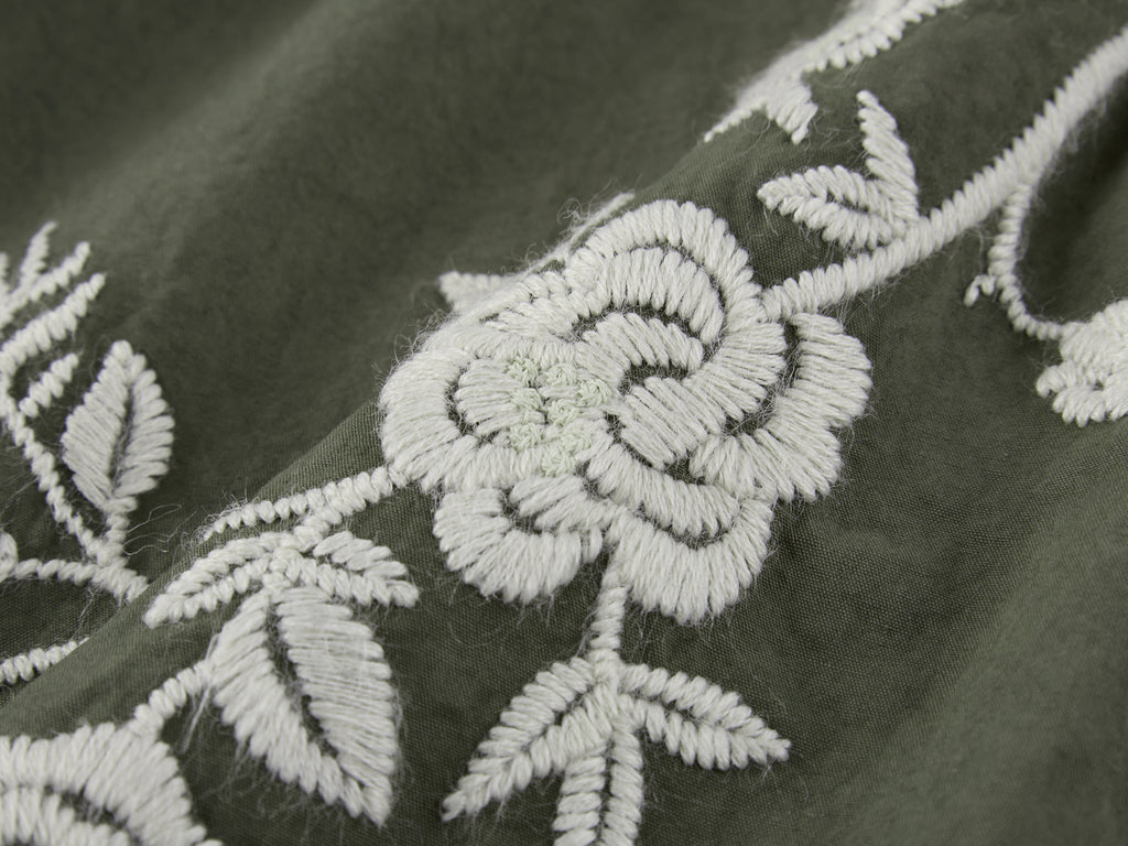 Vintage Embroidered Curved-Leg Pants