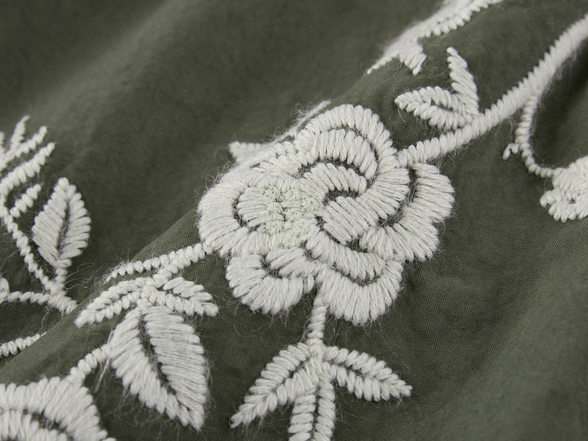 Vintage Embroidered Curved-Leg Pants