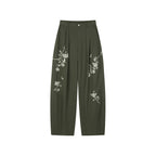 Vintage Embroidered Curved-Leg Pants