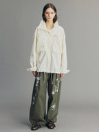 Vintage Embroidered Curved-Leg Pants