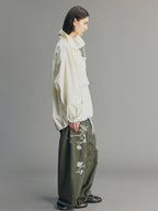 Vintage Embroidered Curved-Leg Pants