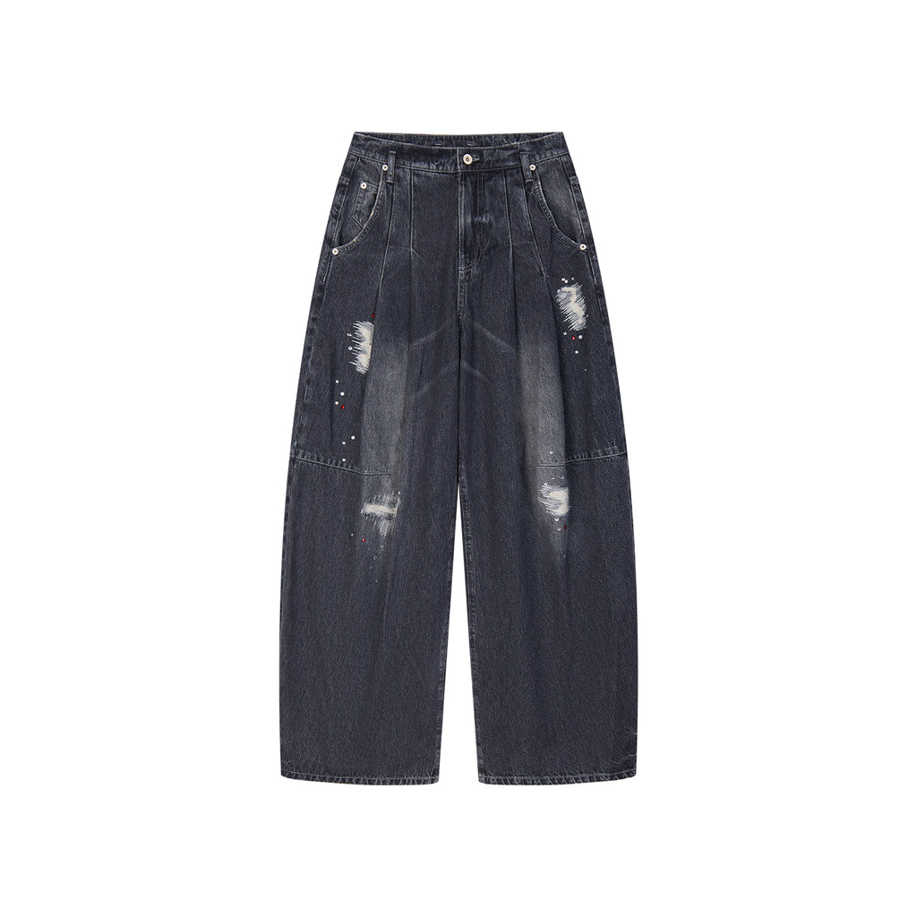 Distressed Rhinestone Five-Pocket Jeans