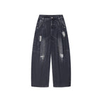 Distressed Rhinestone Five-Pocket Jeans