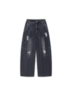 Distressed Rhinestone Five-Pocket Jeans