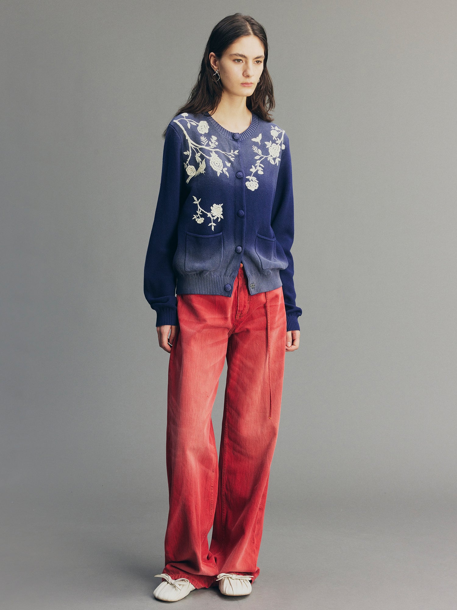 Rock Red Relaxed Straight-Leg Pants