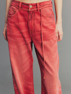 Rock Red Relaxed Straight-Leg Pants
