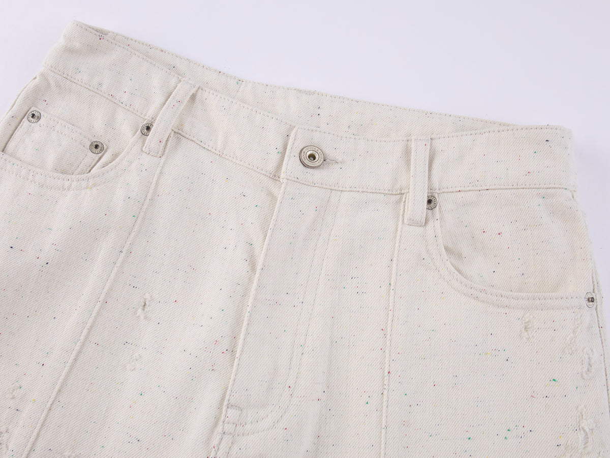 Speckled Distressed Balloon Jeans