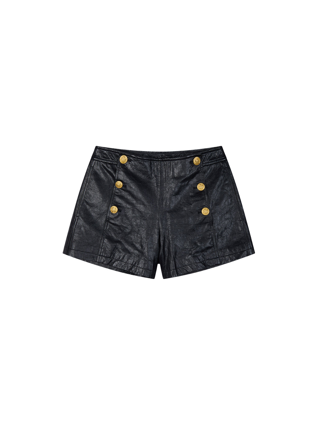 Edgy Genuine Leather Napoleon Military Shorts