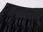 Vintage Glam Satin-Jacquard Tiered Skirt