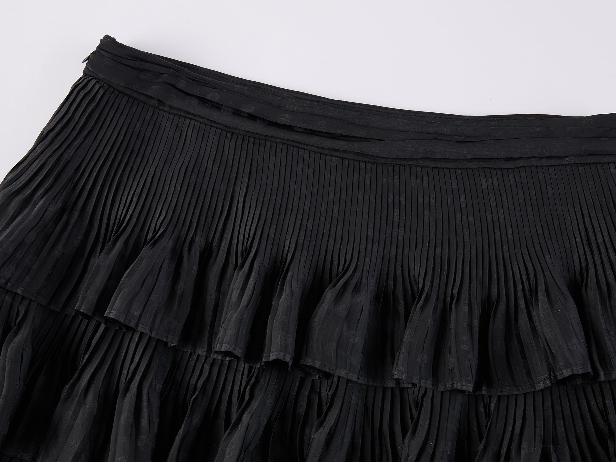 Vintage Glam Satin-Jacquard Tiered Skirt