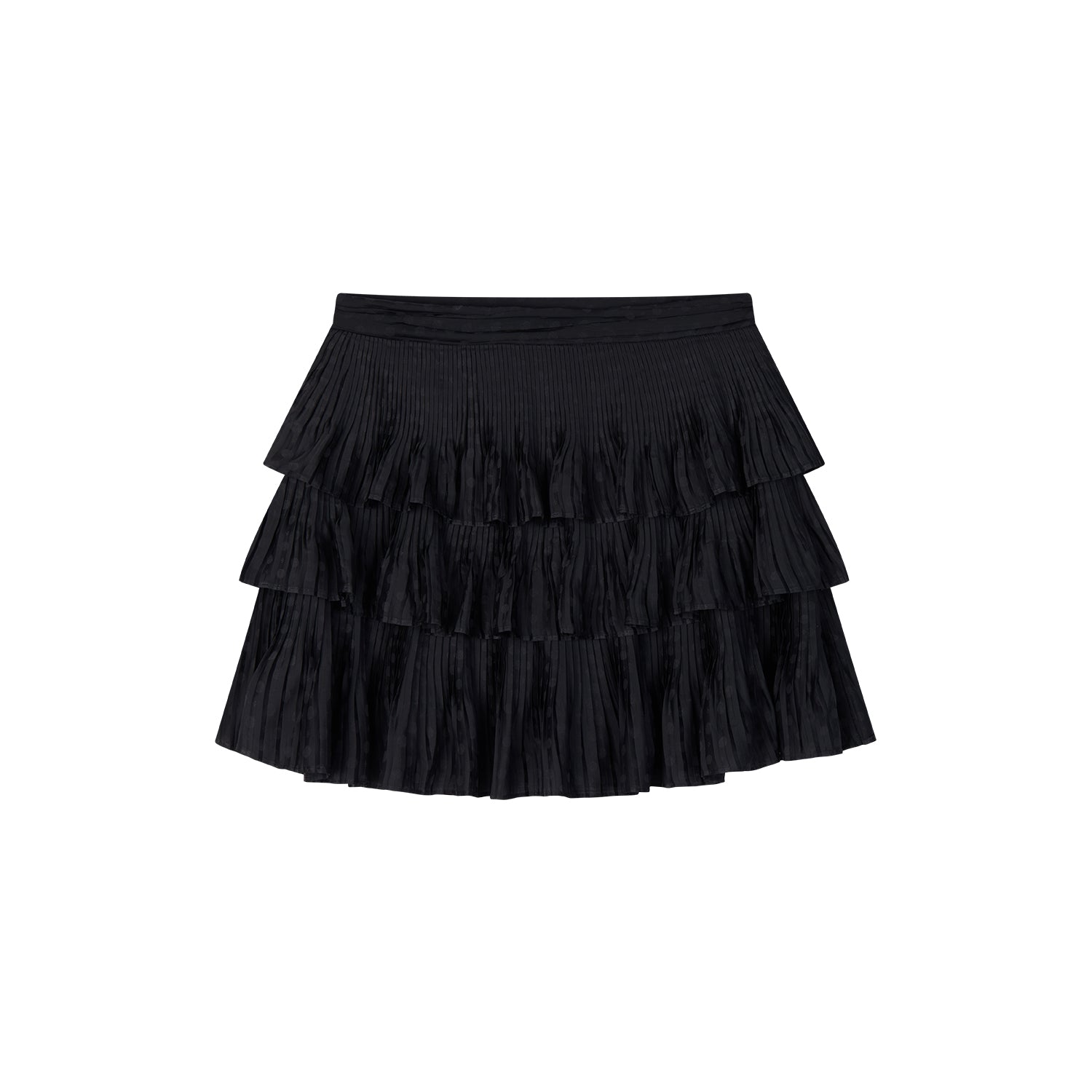 Vintage Glam Satin-Jacquard Tiered Skirt