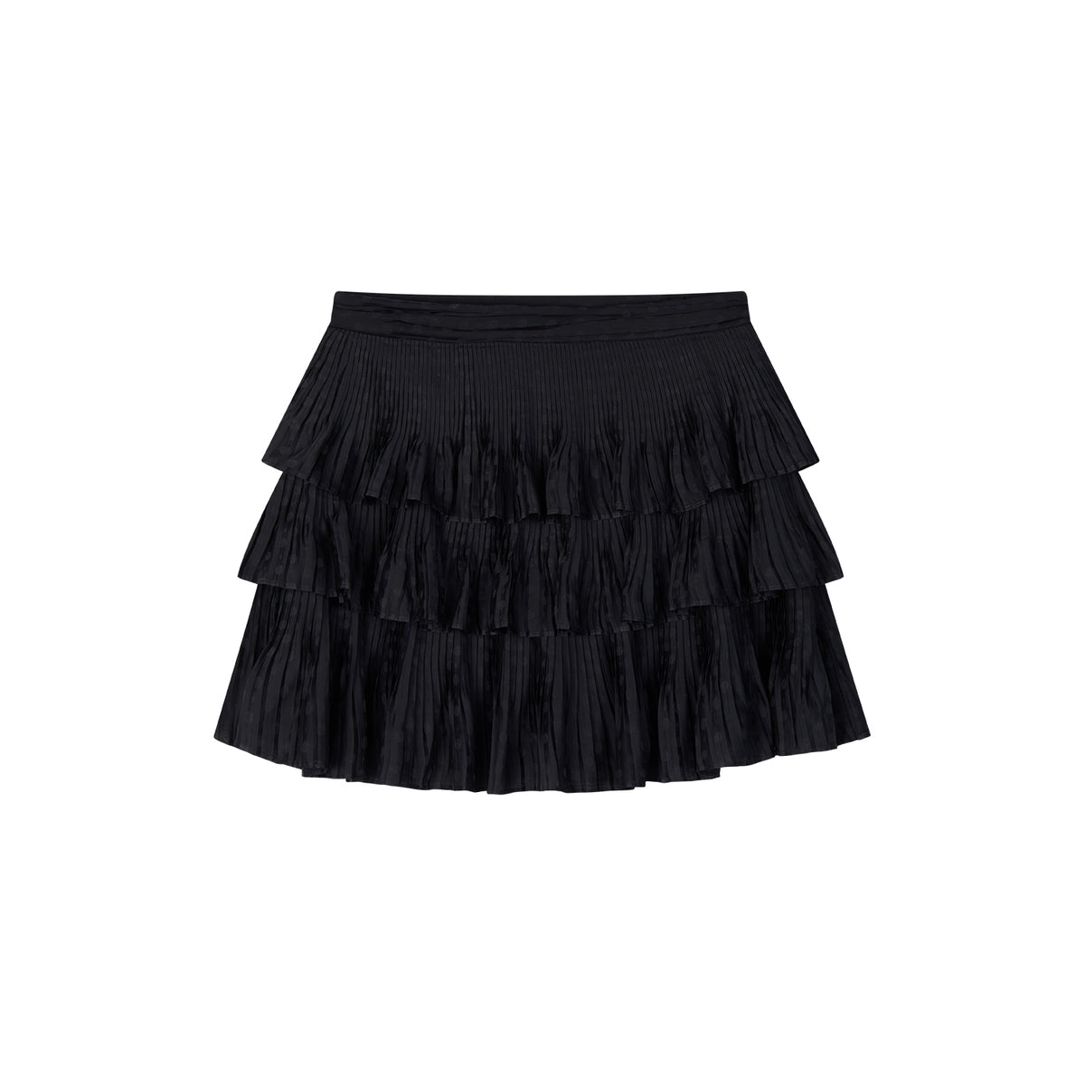 Vintage Glam Satin-Jacquard Tiered Skirt