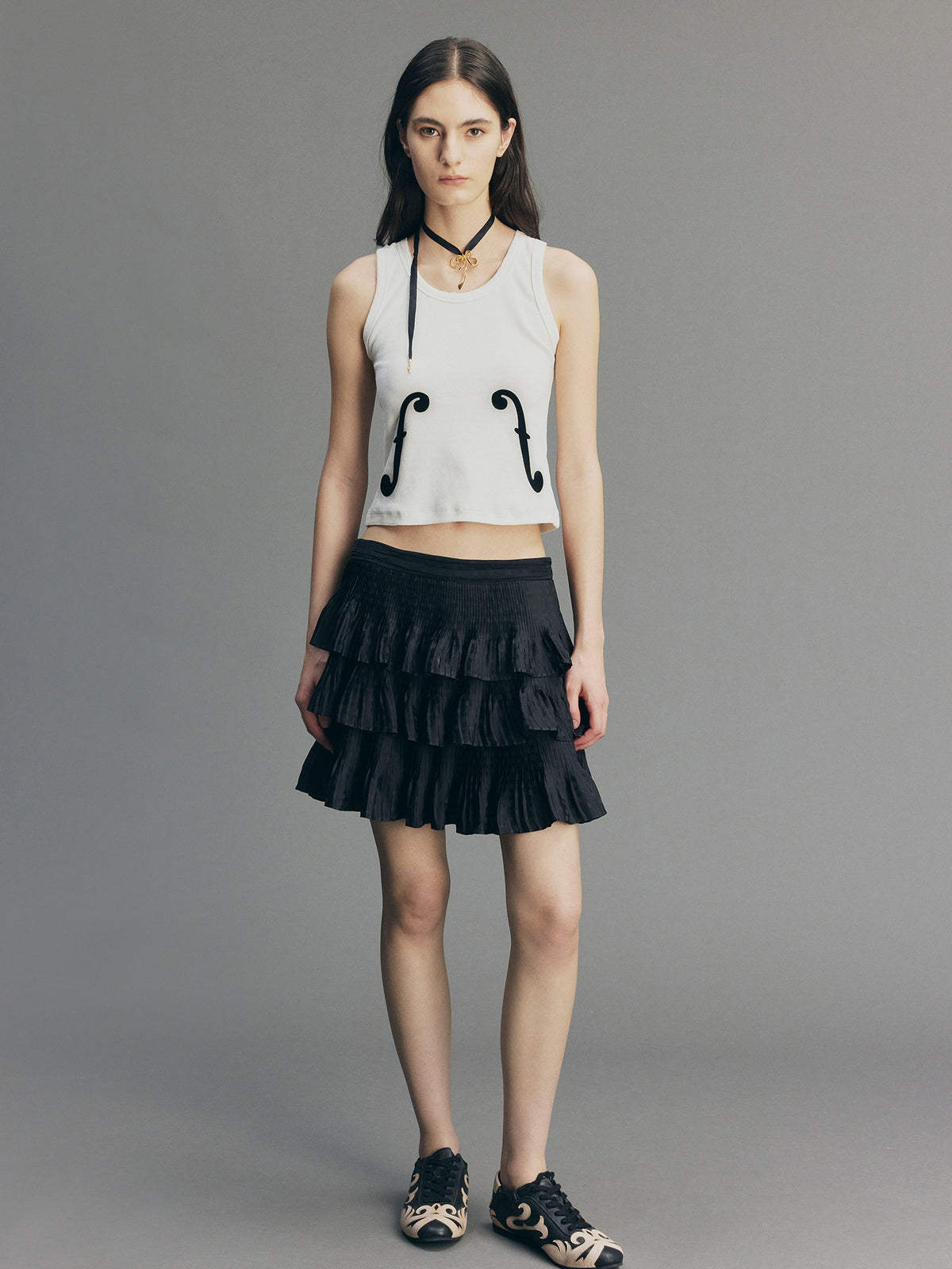 Vintage Glam Satin-Jacquard Tiered Skirt