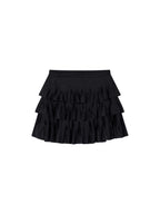 Vintage Glam Satin-Jacquard Tiered Skirt