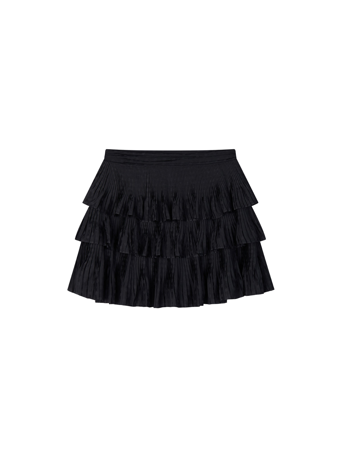 Vintage Glam Satin-Jacquard Tiered Skirt