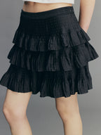 Vintage Glam Satin-Jacquard Tiered Skirt