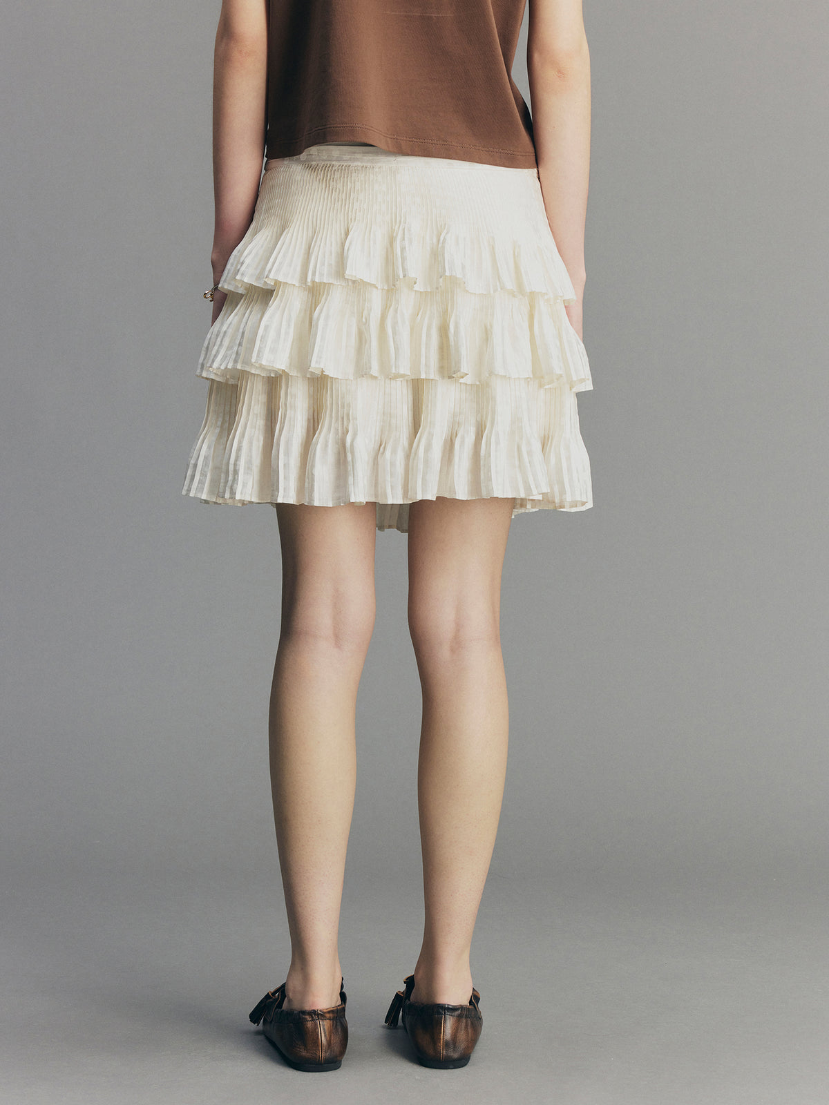 Vintage Glam Satin-Jacquard Tiered Skirt