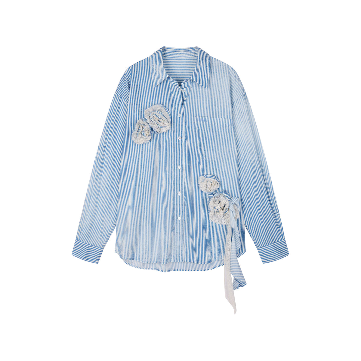 Romantic Lace Striped Shirt