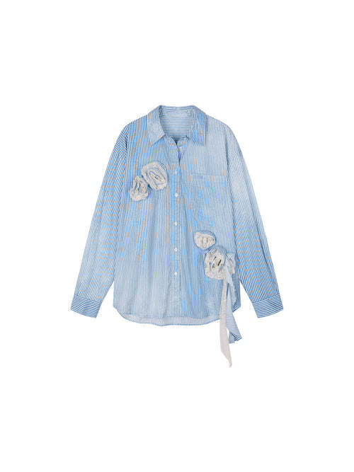 Romantic Lace Striped Shirt