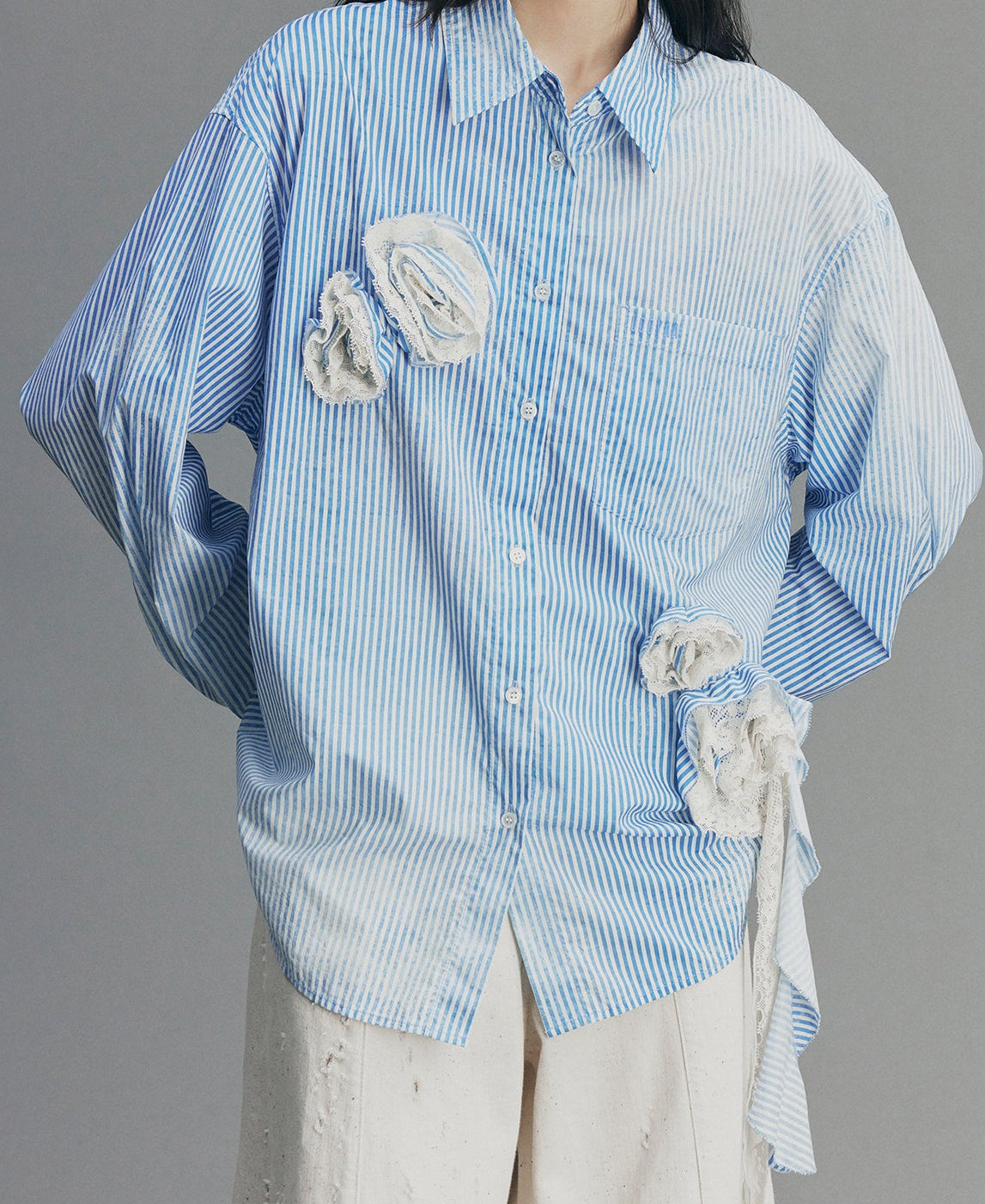 Romantic Lace Striped Shirt