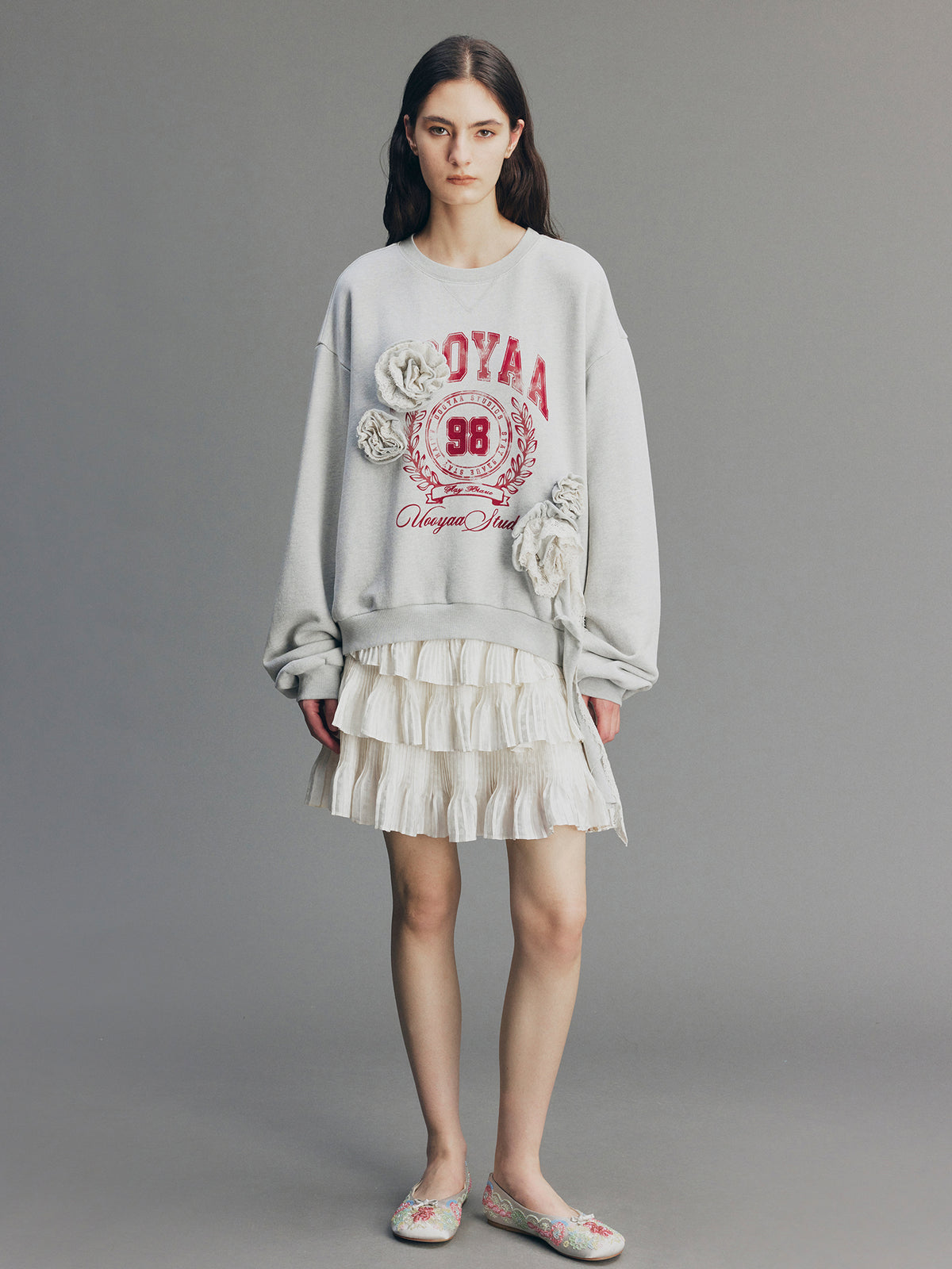 Vintage Romantic Lace Applique Sweatshirt