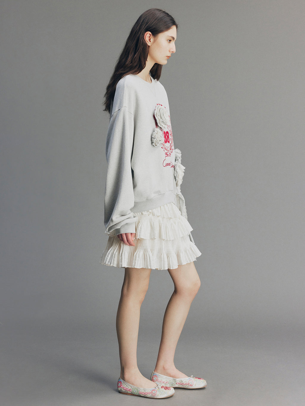 Vintage Romantic Lace Applique Sweatshirt
